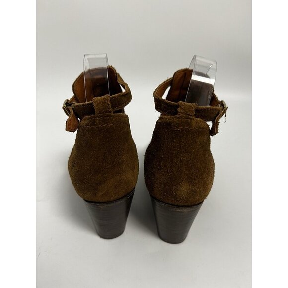 Frye Sz 8.5 B Shootie Boot Chestnut Brown Suede Meghan ankle open authentic Frye - Picture 6 of 11
